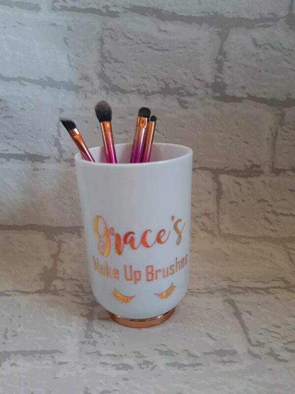Personalised White and Rose Gold Make Up Brush Jar / Make Up Brush Holder / Make Up Brush Storage - product image 3