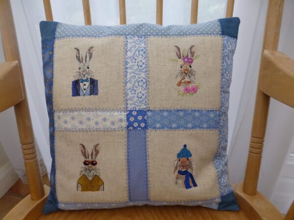 Cushion cover – embroidered patchwork - main product image