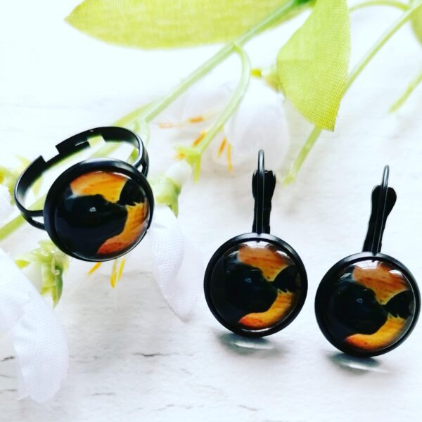 Black cat jewellery set - main product image