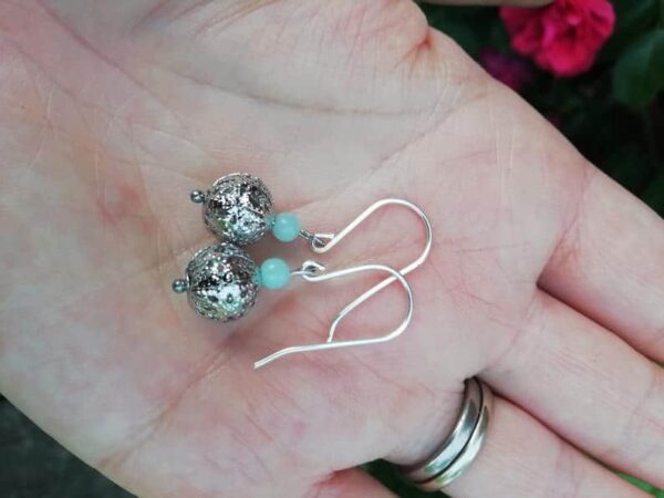 Amazonite sterling silver earrings, little dangle silver earrings - product image 2