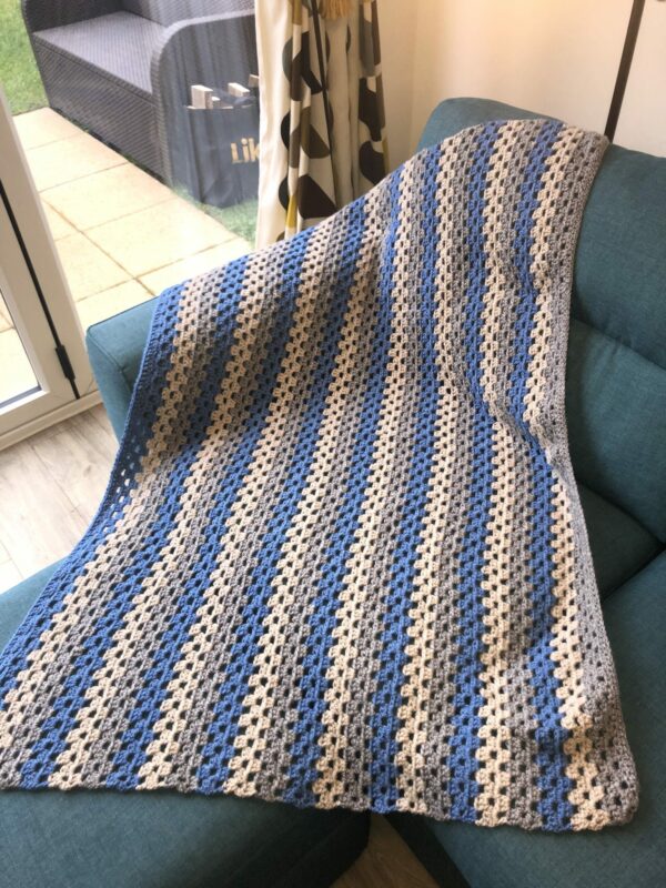 Large Crochet Stripe Blanket - main product image