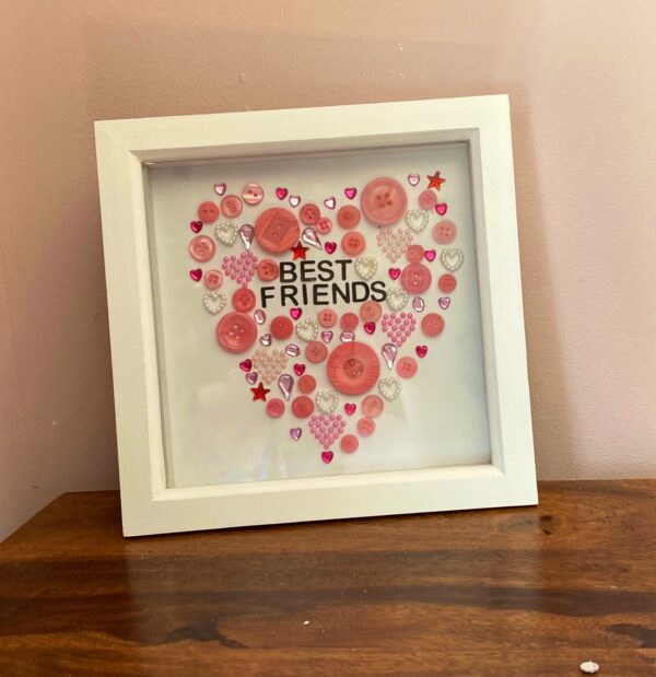 Best friend framed picture deep frame 7.5”x7.5”x1.5” buttons pink - product image 2