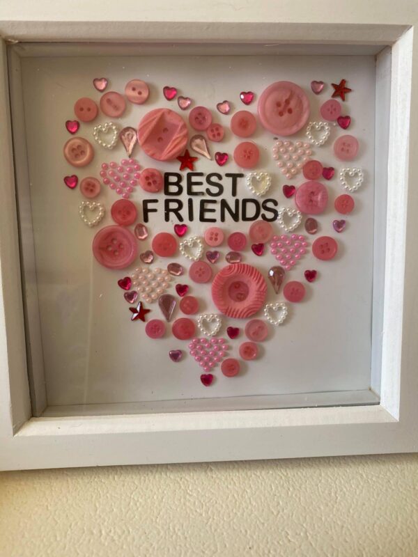 Best friend framed picture deep frame 7.5”x7.5”x1.5” buttons pink - main product image