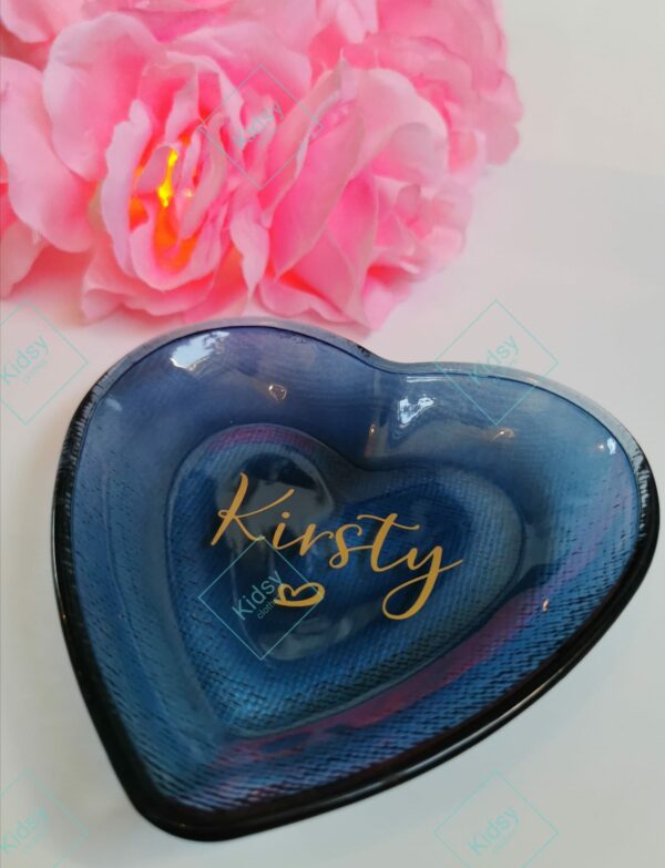 Blue heart trinket dish - main product image