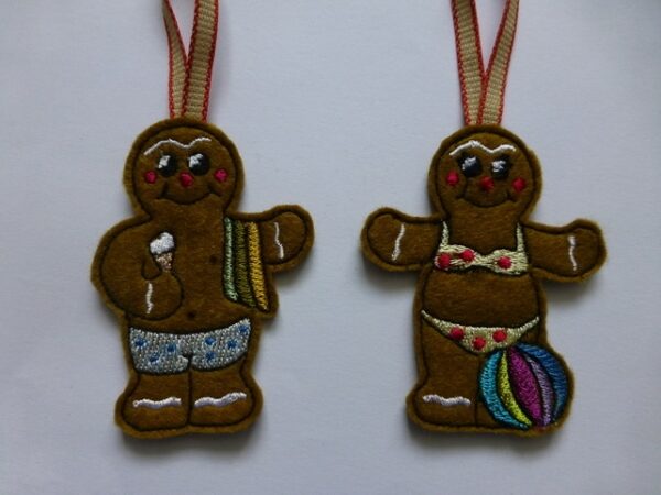 Ginger beach babe and hunk – Christmas tree decoration - main product image