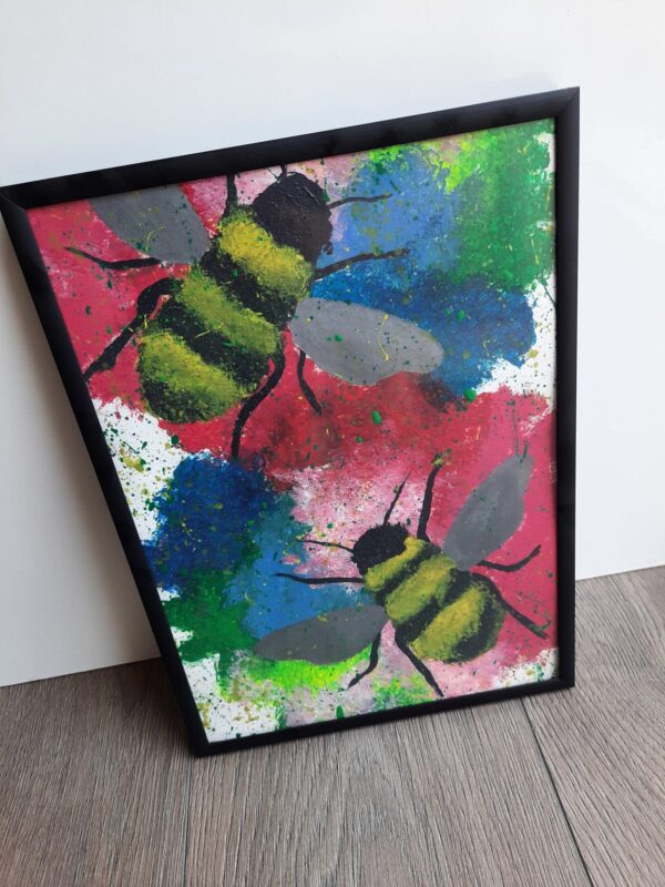 Framed Original Acrylic Painting – Bees - main product image