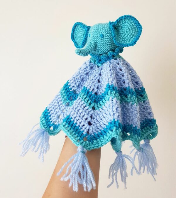 Handmade / Crochet elephant comforter baby boy - main product image