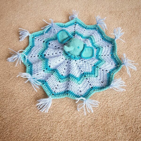 Handmade / Crochet elephant comforter baby boy - product image 3
