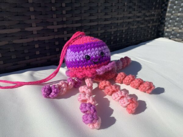 Pink – hanging – jellyfish- handmade – crocheted - product image 3