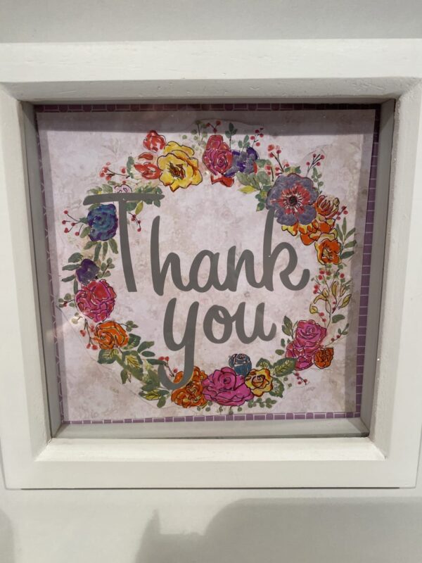 Deep Picture Frame “Thank you” Wall art decorated with flowers 15cm x 15cm - main product image
