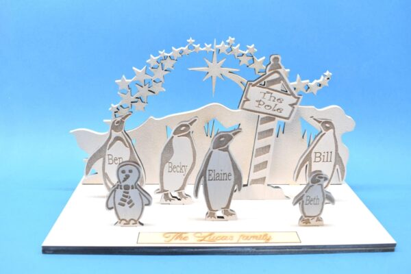 Penguin family personalised Christmas decoration. - main product image