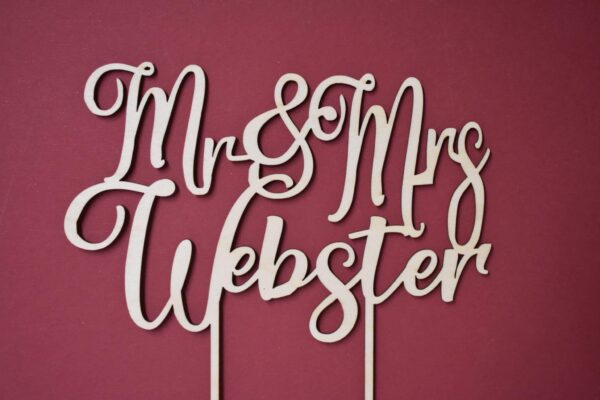 Wedding cake topper personalised Mr & Mrs classic font. - product image 2