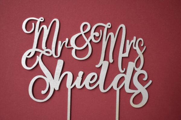 Wedding cake topper personalised Mr & Mrs classic font. - product image 4