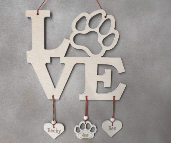 Love word and paw print personalised Square design) - main product image