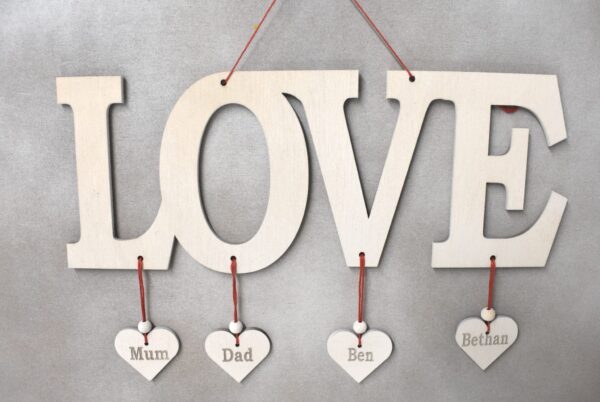 Love personalised hanging sign. (Long design). - product image 2