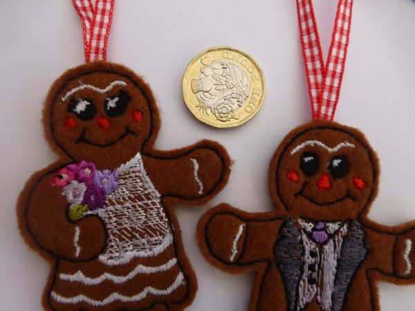 Bride and Groom gingerbread hanging decorations - product image 2