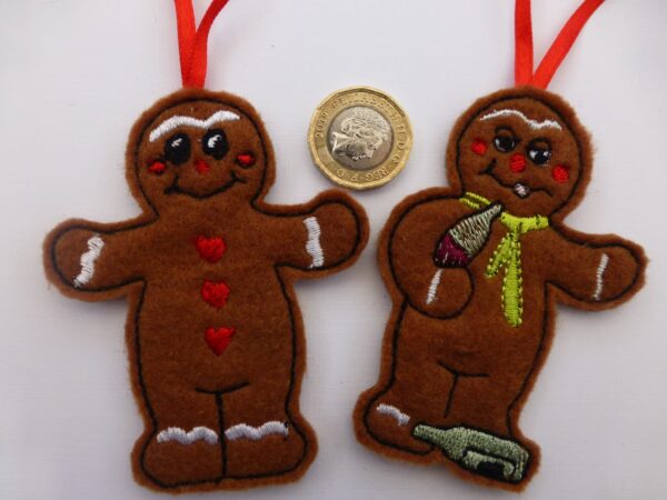 Gingerbread couple one sober and one drunk – Christmas tree decoration - main product image
