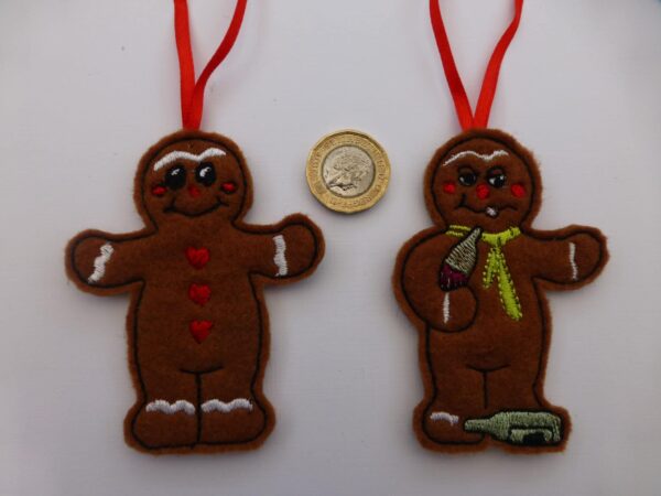 Gingerbread couple one sober and one drunk – Christmas tree decoration - product image 2