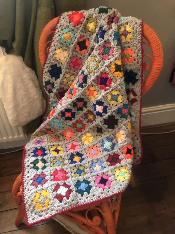 Cuddle-up-Tight Grey Crochet Granny Square Snuggle Blanket - product image 2