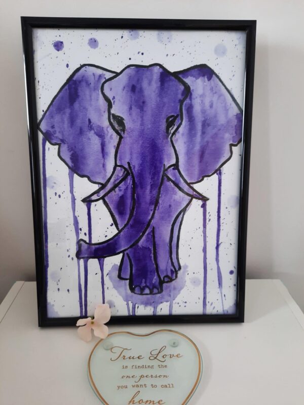 Framed A4 Print – Elephant. - main product image