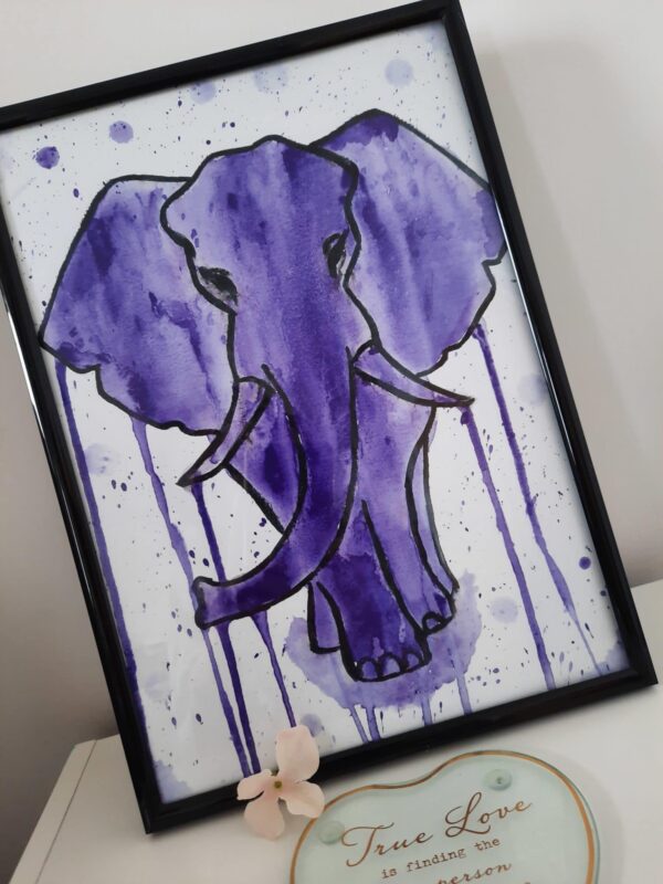 Framed A4 Print – Elephant. - product image 2