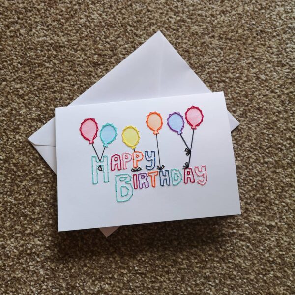 Handstitched Happy Birthday Balloons card - product image 2