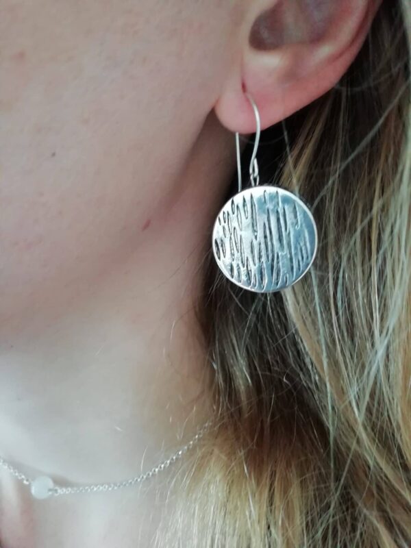 Lightweight earrings, silver earrings, silver birch earrings, flat charm earrings - product image 4