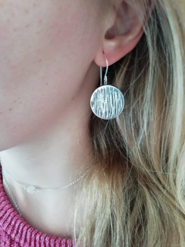 Lightweight earrings, silver earrings, silver birch earrings, flat charm earrings - product image 3