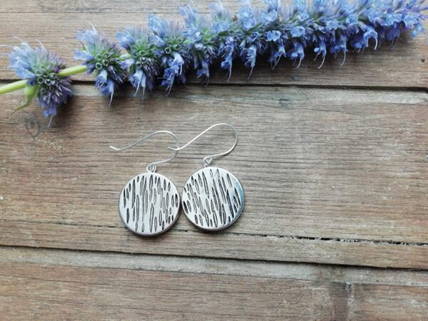 Lightweight earrings, silver earrings, silver birch earrings, flat charm earrings - product image 2