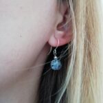 Silver dangle earrings, small silver earrings, grey earrings