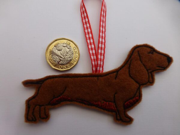 Dachsund embroidered felt hanging decoration – Christmas tree decoration - product image 2