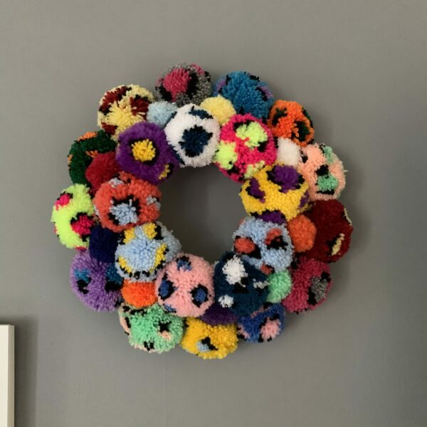 Multicoloured leopard Pom wreath L - main product image