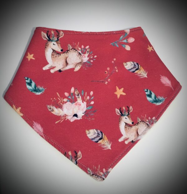 Pink boho deer dribble bib - main product image