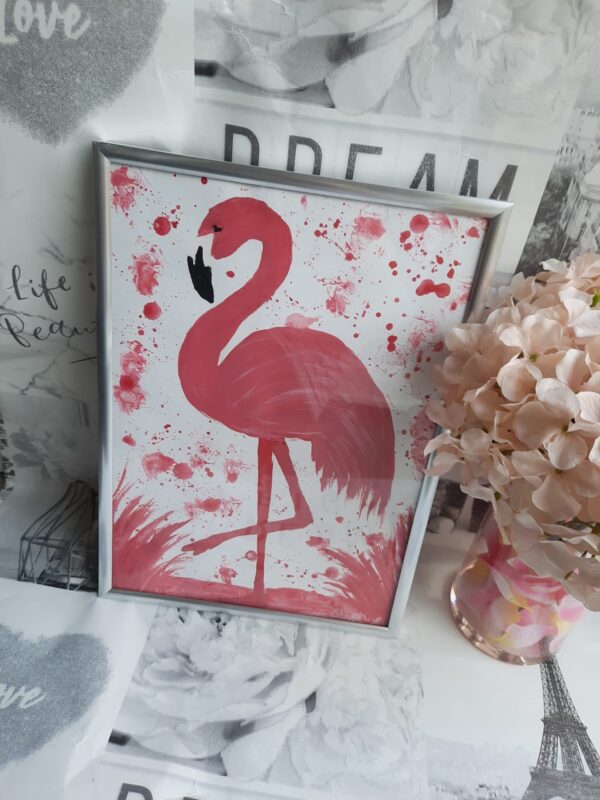 Pink Flamingo, Framed A4 painting, Original wall art - main product image
