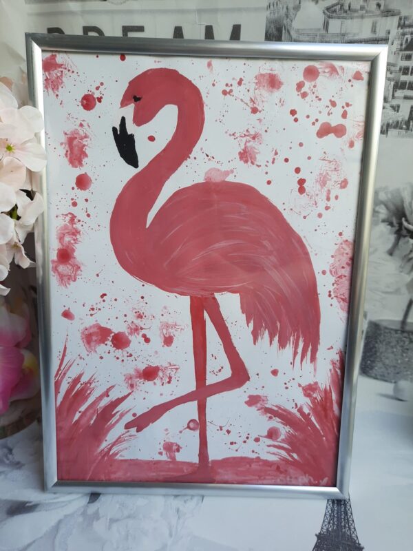 Pink Flamingo, Framed A4 painting, Original wall art - product image 3