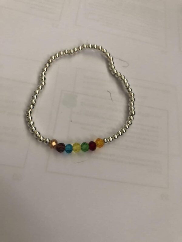 Rainbow chakra friendship bracelet With Swarovski Beads And Silver Plated Beaded Bracelet - main product image