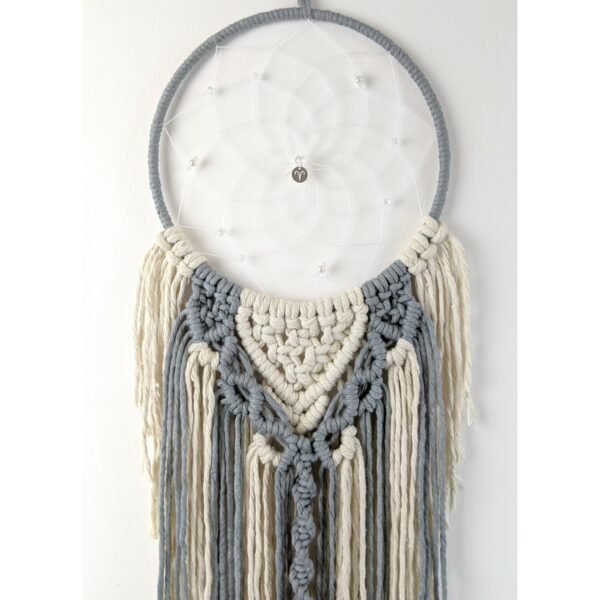 Macrame Dreamcatcher grey Boho Bedroom Nursery Wall Hanging - product image 3