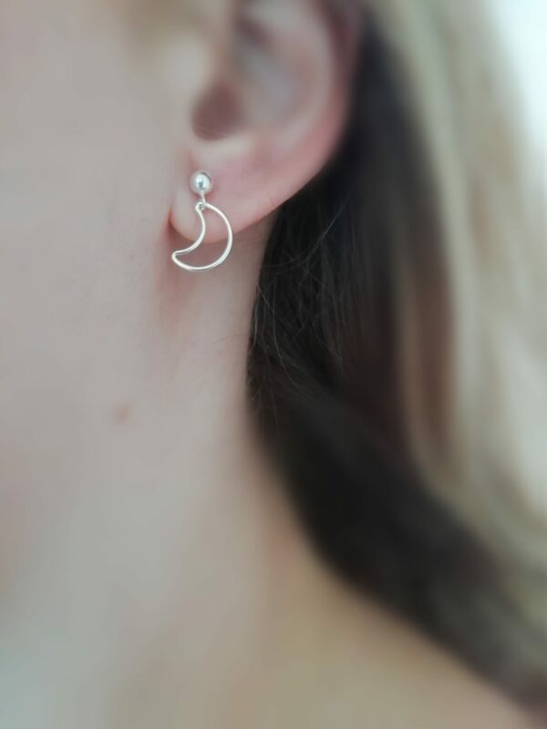 Dainty star earrings, crescent moon earrings, silver earrings lightweight, mismatched earrings - product image 4