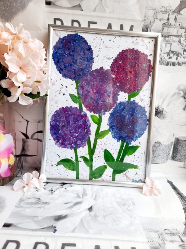 Hydrangea original acrylic painting. - main product image