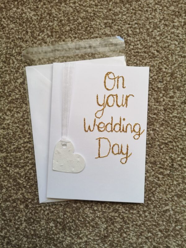 Plantable wildflower seed paper heart on your wedding day card - main product image