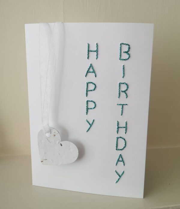 Plantable wildflower seed paper heart happy birthday card - product image 3