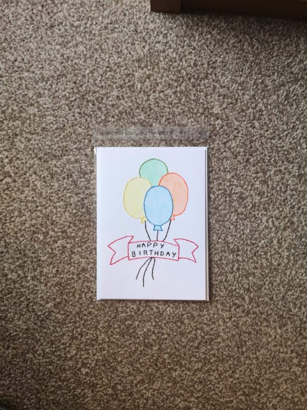 Handstitched Happy Birthday Balloons card - product image 5