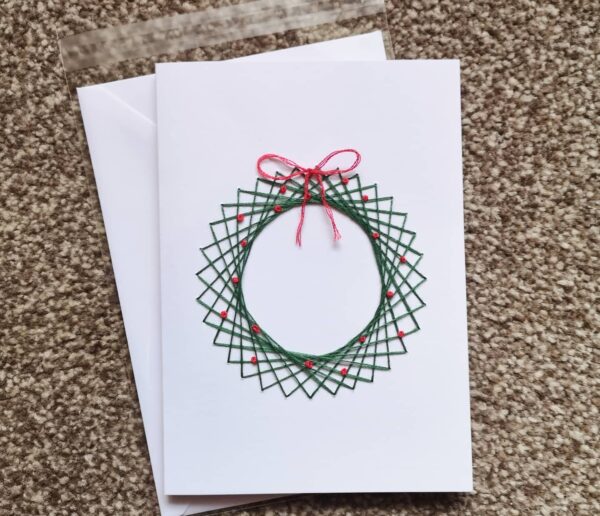 Handstitched christmas wreath card - product image 2