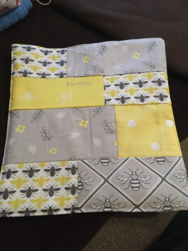 Bee themed reversible quilted pot cosy, rest and two coasters - product image 2