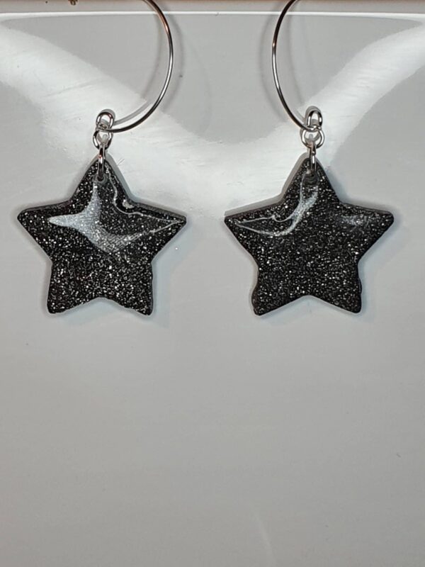 Sparkly glitter star hoop earrings - product image 3