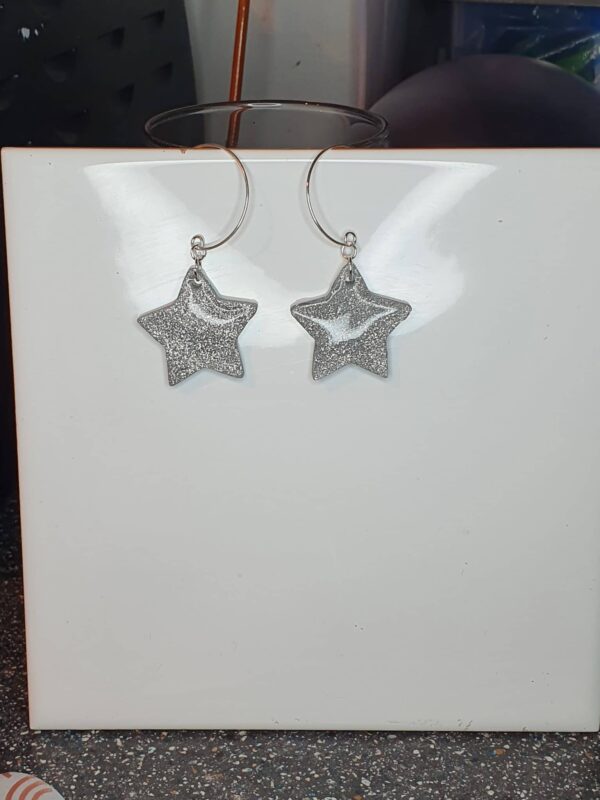 Sparkly glitter star hoop earrings - product image 5