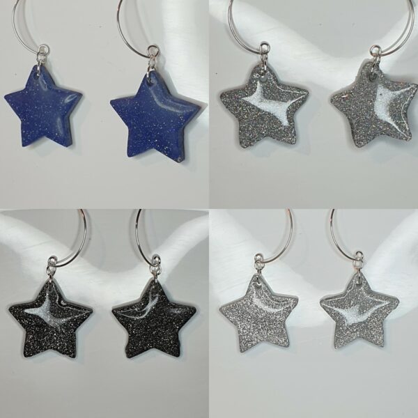 Sparkly glitter star hoop earrings - main product image