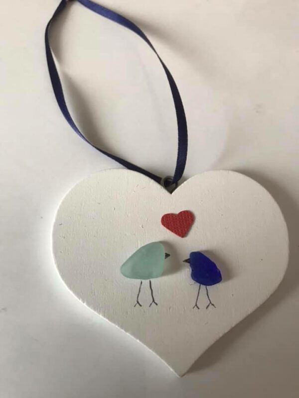 Sea Glass Bird Heart Hangie - main product image