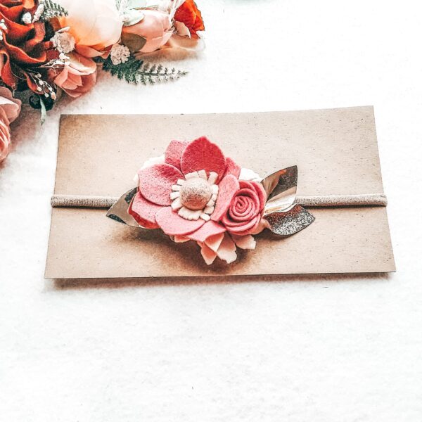 Pink in bloom wildflower felt headband - main product image