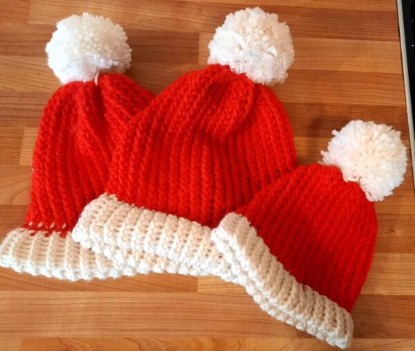 Hand knitted Santa hats - main product image